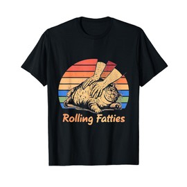 Cat Rolling Fatties Funny T-Shirt for Men Women Kids
