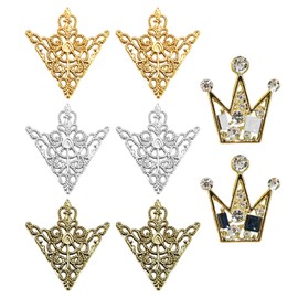 JDNFKG 3 Paar Dreiecksbandstifte Und 2 Kleine Kronenbroschen, Vintage -Gemusterte Abzeichen, Stilvolle, Vielseitige Broschen, Accessoires Für Männeranzug.