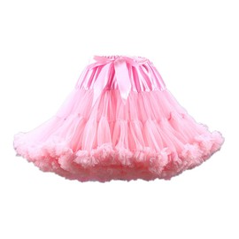 Colyanda Womens 3-Layered Pleated Tulle Petticoat Tutu Puffy Party Cosplay Skirt(Pink)