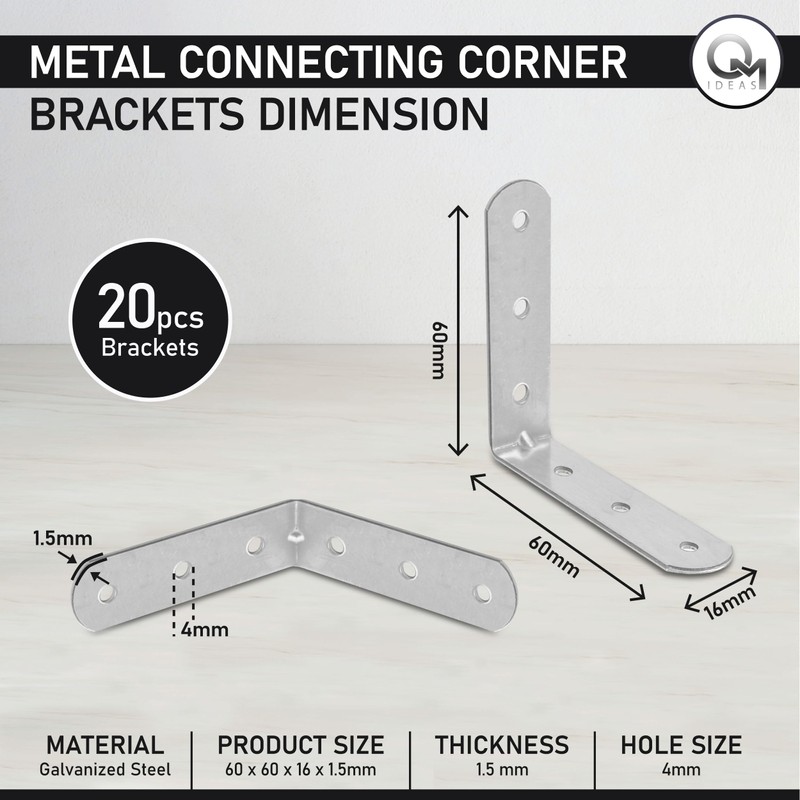OMIDEAS 20 x Angle Bracket (60 x 60 x 16)