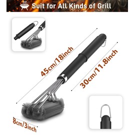 PePeng BBQ Grill Cleaning Brush, Heavy Duty Grill Cleaning Brush for Outdoor Grill, 3-Branch Stainless Steel Bristles Cleaner for Easier and Effective Clean, BBQ Tools for Gas/Charcoal Grilling Grates