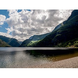 Premium Textile Canvas 45 x 30 cm The Fjord Eid Vatnet