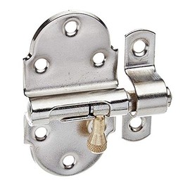 Alberts 128869 Grendelbolt, with Brass Button, Nickel-Plated, Plate 40 x 75 mm, Bolt Diameter 9 mm