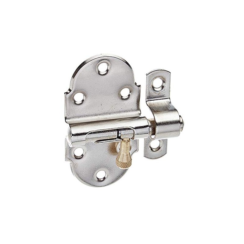 Alberts 128869 Grendelbolt, with Brass Button, Nickel-Plated, Plate 40 x