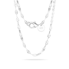 Casxyue 925 Silver Chain For Women Girls 16" 18" 20" 22'' 24" 26'' 28" 30" Inch Curb/Snake/Cross/Box/Bead Chain Necklaces (Silver-2mm, 30inch)