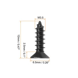uxcell M3.5 x 12mm Wood Screws Phillips Flat Head Carbon Steel Self Tapping Screws Black 200pcs