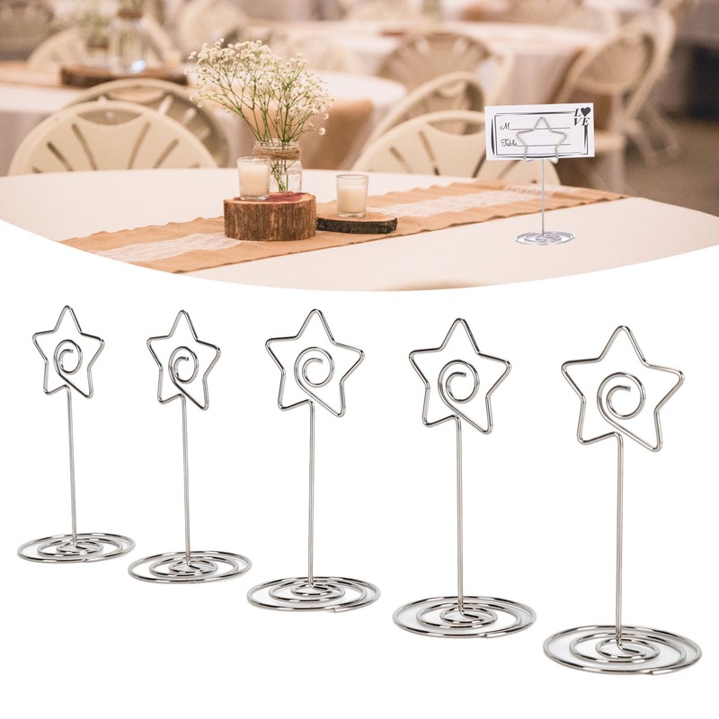 20PCS Desk Memo Clips Table Number Holder Star Shape Metal