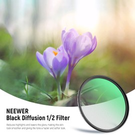 NEEWER 49mm Black Diffusion 1/2 Filtro Niebla Efecto Cinematográfico Filtro Ultradelgado Repelente al Agua Cristal Óptico HD Resistente a los Arañazos, 30 Capas de Nano Recubrimiento para Vídeo/Vlog