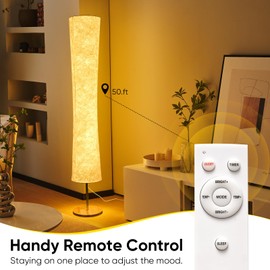 58 inch Simple Design Morden Soft Light Floor Lamp 3 Color Lighting Remote Control, LED lamp with Tyvek Fabric Shade,Brightness Adjustable for Living Room Bedroom Game Room