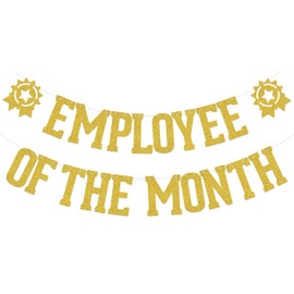 Employee of the Month Banner Employee Appreciation Day Decoration Office Party Decorations for Employee Gold Glitter