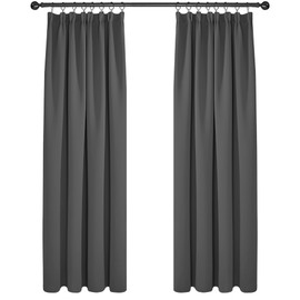 Deconovo Bedroom Curtains Super Soft Pencil Pleated Curtains Thermal Insulated Tape Top Blackout Curtains for Living Room 46 x 54 Dark Grey 2 Panels