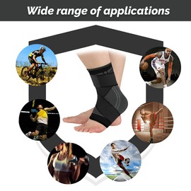 KOEMCY 1 Pair Ankle Brace, Adjustable Ankle Brace, Foot Bandage, Ankle Bandage with Velcro Fastening for Men and Women, Ankle Pain (Black)