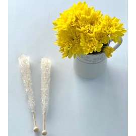 Classic Rock Candy Sticks, Sugar Rock Crystal Lollipops, Individually Wrapped (Pack of 18, Clear White)