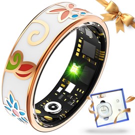 Smart Ring Health Tracker for Women Men, Sleep Tracker with Heart Rate,SpO₂,Blood Pressure, Fitness Ring for Activity Monitoring, No Subscription, Step Tracker Ring for ios&Android (Enamel color, #8)