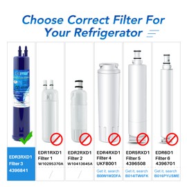 ICEPURE Replacement for 4396841, Everydrop® Filter 3, EDR3RXD1, 4396710, Kenmore® 9083, 9030, 46-9083, 46-9030, Refrigerator Water Filter, 3 PACK