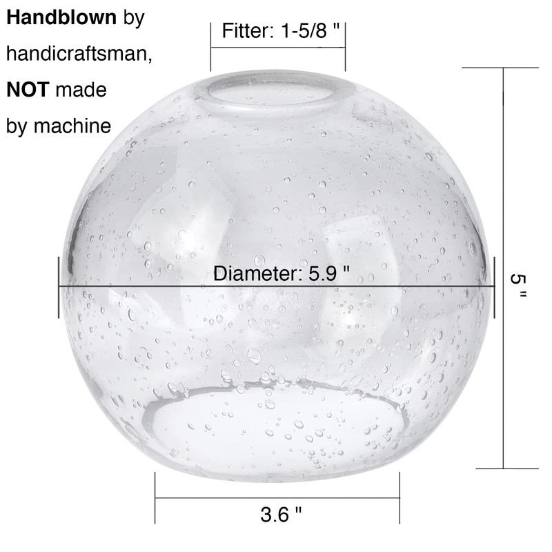 GoldSwift 3 Pack Round Sphere Glass Globes for Light Fixtures