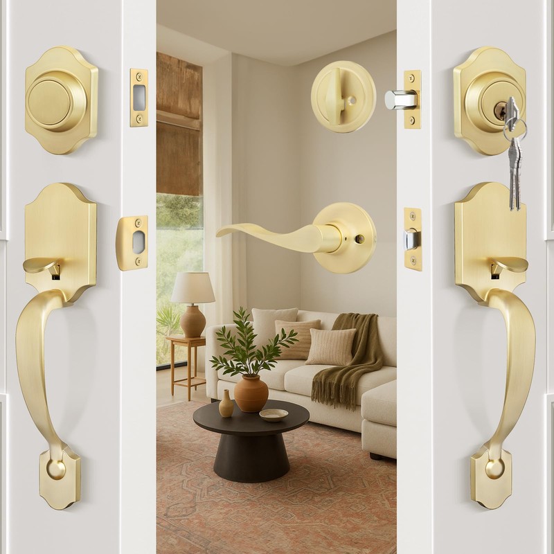 Haidms Gold Front Door Lock Set - Heavy Duty Double