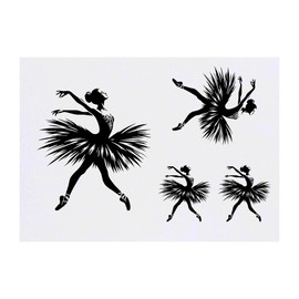 4 x 'Ballet Dancer' Temporary Tattoos - Water Resistant, Skin-Safe, Non-Toxic Transfers, Mixed Sizes (TO00083146)