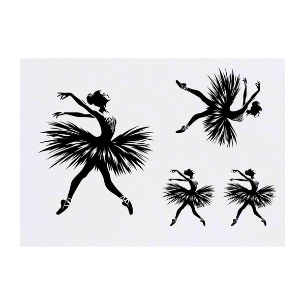 4 x 'Ballet Dancer' Temporary Tattoos - Water Resistant, Skin-Safe,