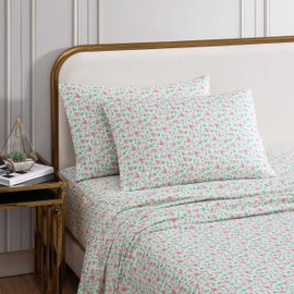 Betsey Johnson - Twin XL Bed Sheets, Fade & Wrinkle Resistant Bedding Set with Matching Sham(s), Soft & Lightweight Bedding Essentials (Flower Fun Green, Twin XL)