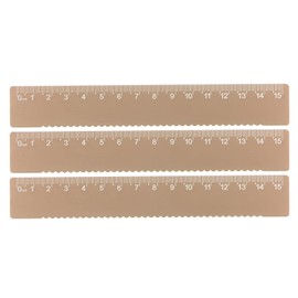 sourcing map Set of 3 Straight Rulers, 15 cm, Metric Aluminium Alloy Ruler, Wave Edge Measuring Tool for Children's Study, Classroom, Office, Wood, Brown