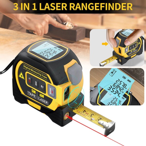 3 in 1 Digital Laser measure 40m/131Ft Autolock Measuring Tape