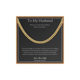 PAERAPAK Christmas Husband Gifts Husband Necklace, Gold Chain for Husband Jewelry Gifts for Husband Christmas Fathers Day Anniversary Valentines Day Gifts for Husband from Wife Gifts 6mm