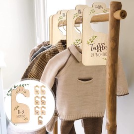 8Pcs Wooden Baby Closet Dividers - Premium Double-Sided Organizer, Baby Closet Size Divider Wooden Baby Closet Organizers for Newborn