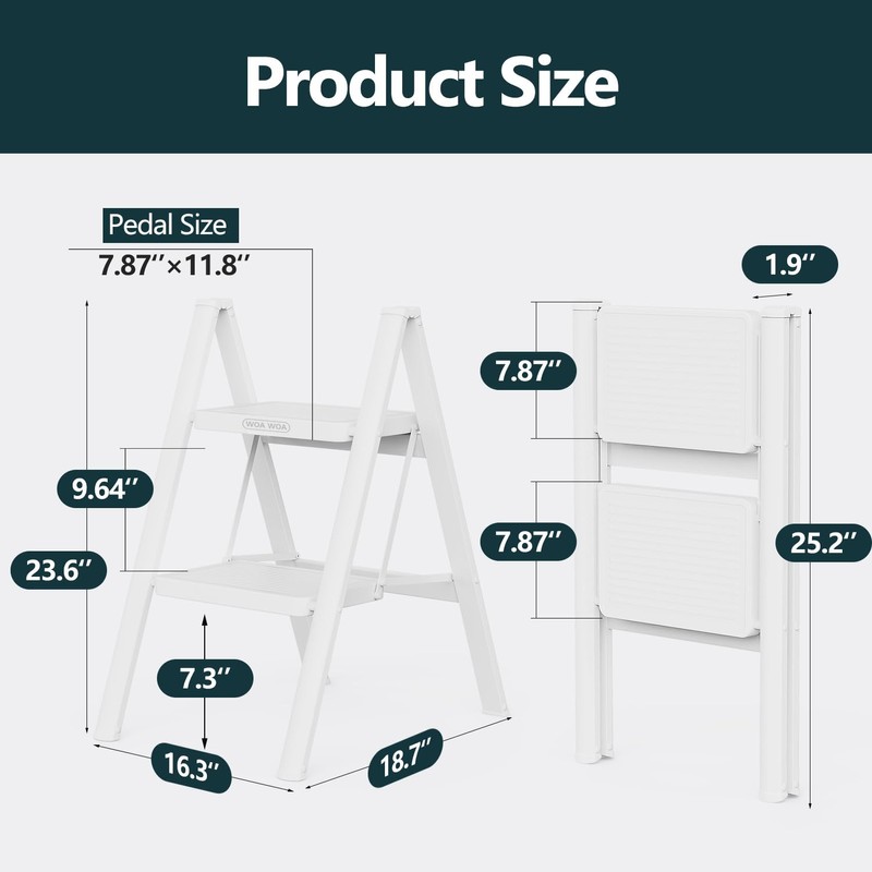 WOA WOA Step Ladder for Home, Foldable Step Stool for