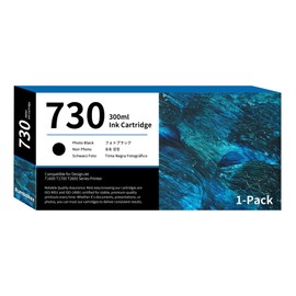 730 Ink Cartridges 300ml High-Capacity Photo Black P2V73A Replacement for HP 730 PK Ink Cartridge for DesignJet T1600 T1700 T2600 T1600dr T1700dr T2600dr Printer Ink 1-Pack