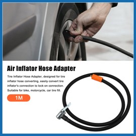 A ABSOPRO 1m Car Tire Inflator Extension Hose with Lock Chuck Adapter Tube Durable Material Item Replacement