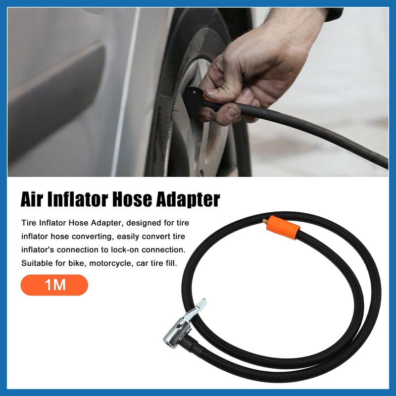 A ABSOPRO 1m Car Tire Inflator Extension Hose with Lock