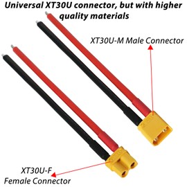 Tosiicop XT30 Connector Plug Cable - 5 Pairs Female and Male XT30U Extension Cables with 16AWG 100mm Silicon Wire Cables for RC Lipo Battery Connectors Drone Car Boat (XT30 Connector 16AWG 100mm)
