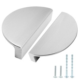 Luomorgo 2 Pcs 2 1/2 Inch Drawer Pulls, Half Moon Cabinet Pulls, Brushed Nickel Cabinet Pulls, Semicircle Pull Aluminum Dresser Pull Handles, Kitchen Cabinet Handles Pull (Large)