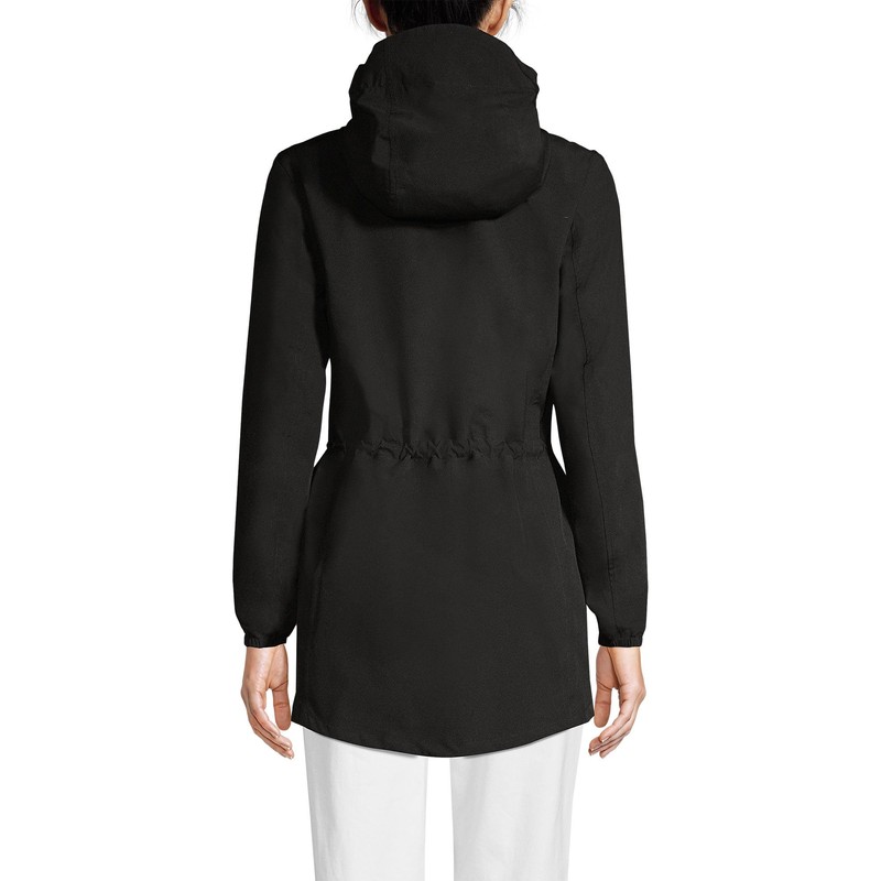 Lands' End Womens Packable Waterproof Raincoat Black Plus 2x
