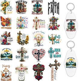 Azhieni UV DTF Motel Keychain Decals, 80PCS Christain UV DTF Stickers for Motel Keychain, Bible Verse UV DTF Keychain Transfers Stickers Waterproof UV DTF Decals for Hotel Keychain