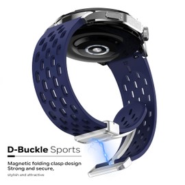 LYSMVIVI Sport Watch Band 18mm 19mm 20mm 22mm Quick Release Silicone Magnetic Sweatproof Breathable Watch Band for Men Women, Soft Silicone Sport Watch Strap - Navy Blue