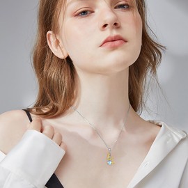 YAFEINI Mermaid Necklace for Women 925 Sterling Silver Moonstone Necklace Mermaid Pendant with Moonstone Mermaid Jewellery Gift for Girls, Sterling Silver, Moonstone