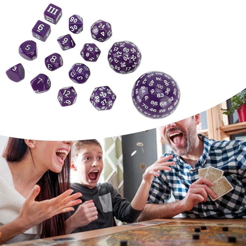 15pcs Polyhedral Dice Set 3 to 100 Sides Complete Polyhedral