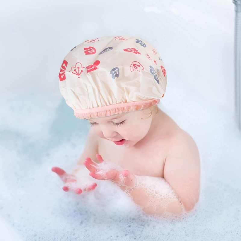Waterproof Shower Caps, 3 Pcs Plastic Reusable Shower Caps Elastic