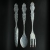 Zeckos Galvanized Grey Metal Fork, Spoon, and Knife Farmhouse Kitchen