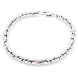 Azubpi Stainless Steel Chain Silver Bracelet for Men Women Cuban Stackable Bracelets Classic Jewelry for Christmas Valentine's Day Birthday Perfect for Men or Women