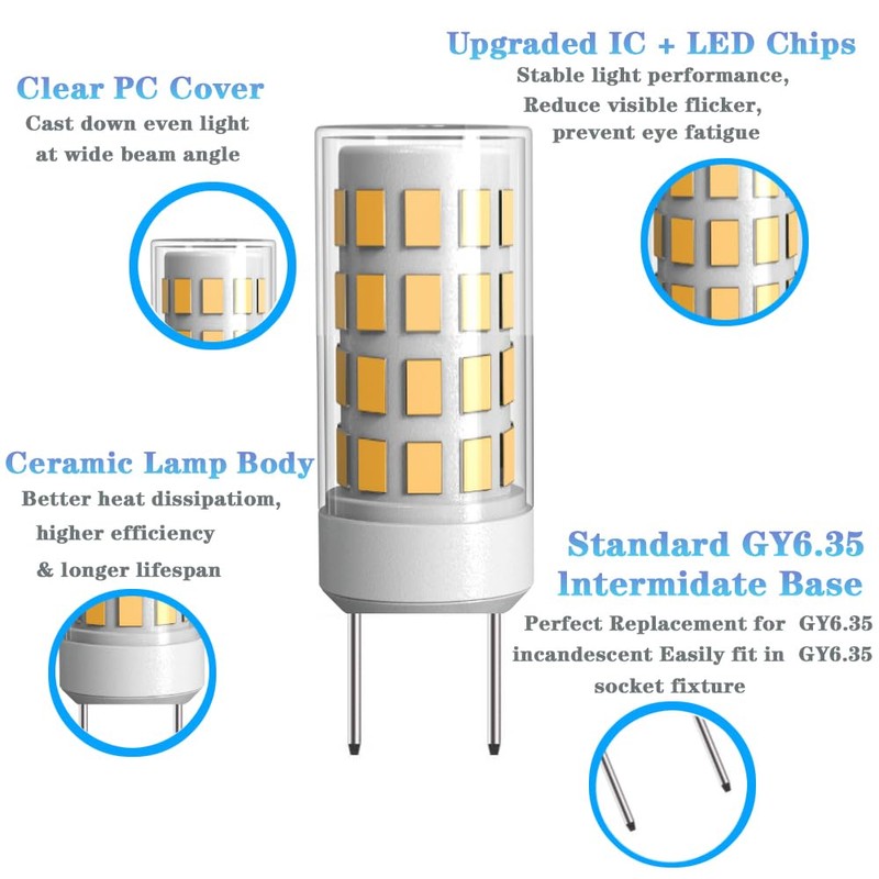 LUHMQ 3-Pack GY6.35 LED Bulbs AC110V-130V GY6.35 Bi-pin Base T4