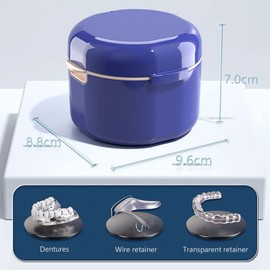 Guador Denture Box Denture Box Denture Container Denture Brush Set Denture Cup Denture Box with Dentures Cleaner Brushes Prosthesis Bath Case False Teeth Storage Box with Washing Basket