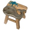Whale Design Hand Carved Acacia Hardwood Decorative Short Stool