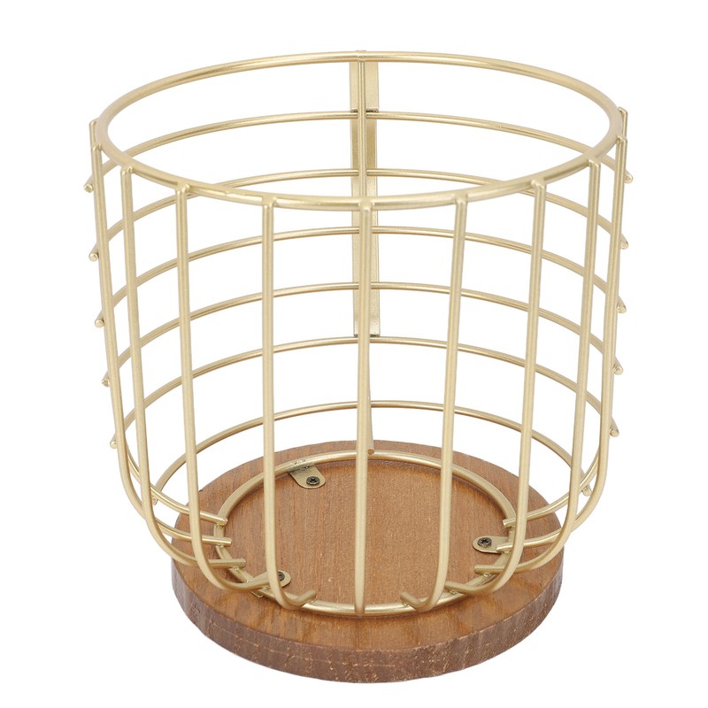 Coffee Pod Holder Iron Large Capacity Space Saving Wooden Base