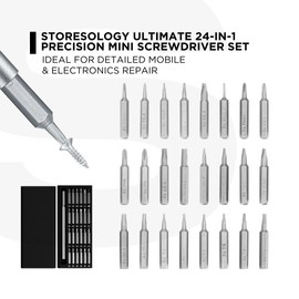 STORESOLOGY Ultimate 24-in-1 Precision Mini Screwdriver Set: Ideal for Detailed Mobile & Electronics Repair - includes Phillips, Flat, Torx, Pentalobe & More, Durable & Ergonomic