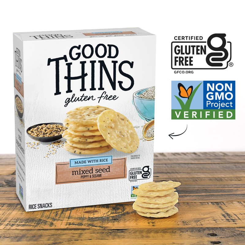 Good Thins Mixed Seed Rice Snacks Gluten Free Crackers, 6-3.5