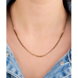 Barzel Mariner Chain Necklace for Women, 18K Gold Plated Mariner Chain (16 Inches, 3MM Gold)