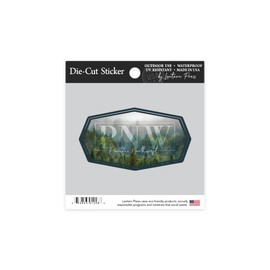 Die Cut Sticker Pacific Northwest, Fog and Forest, Contour Vinyl Sticker 1 to 3 inches (Waterproof Decal for Cars, Water Bottles, Laptops, Coolers), Small